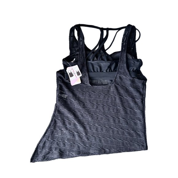 NWT GO BY GOSSIP MIX & MESH CROCHET TANKINI SWIM TOP - Picture 5 of 5